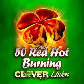 50 Red Hot Burning Clover Links slot logo by Novomatic at Spinsy Casino