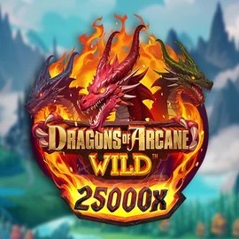 Dragons of Arcane Wild slot logo by Foxium at Spinsy Casino